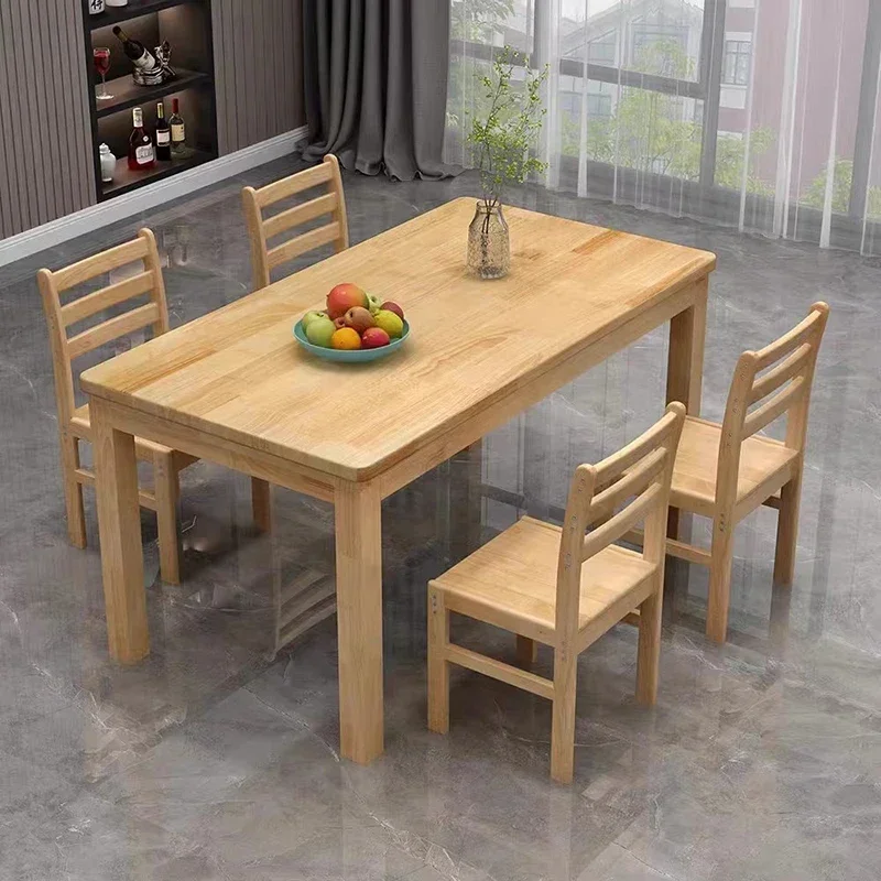 European Kitchen Dining Table Waterproof Oilproof Modern Restaurant Tables 4 Chairs Wood Nordic Mesas De Jantar Home Furniture