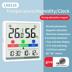 Indoor Temperature Humidity Monitor with Date & Clock Battery Operated Room Thermometer Hygrometer for Home Bedroom