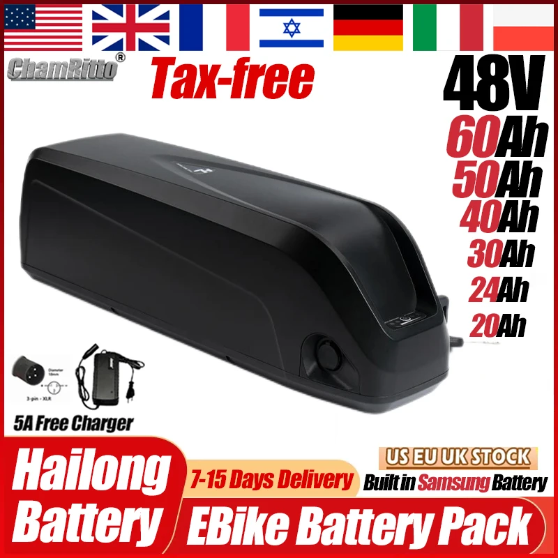 E Bike Akku 500w 48v 20ah Bateria Para Bike Eletrica  72v 40ah Hailong 52v Batterie 30ah Bafang 2000w 50ah 1000w Lithium Battery