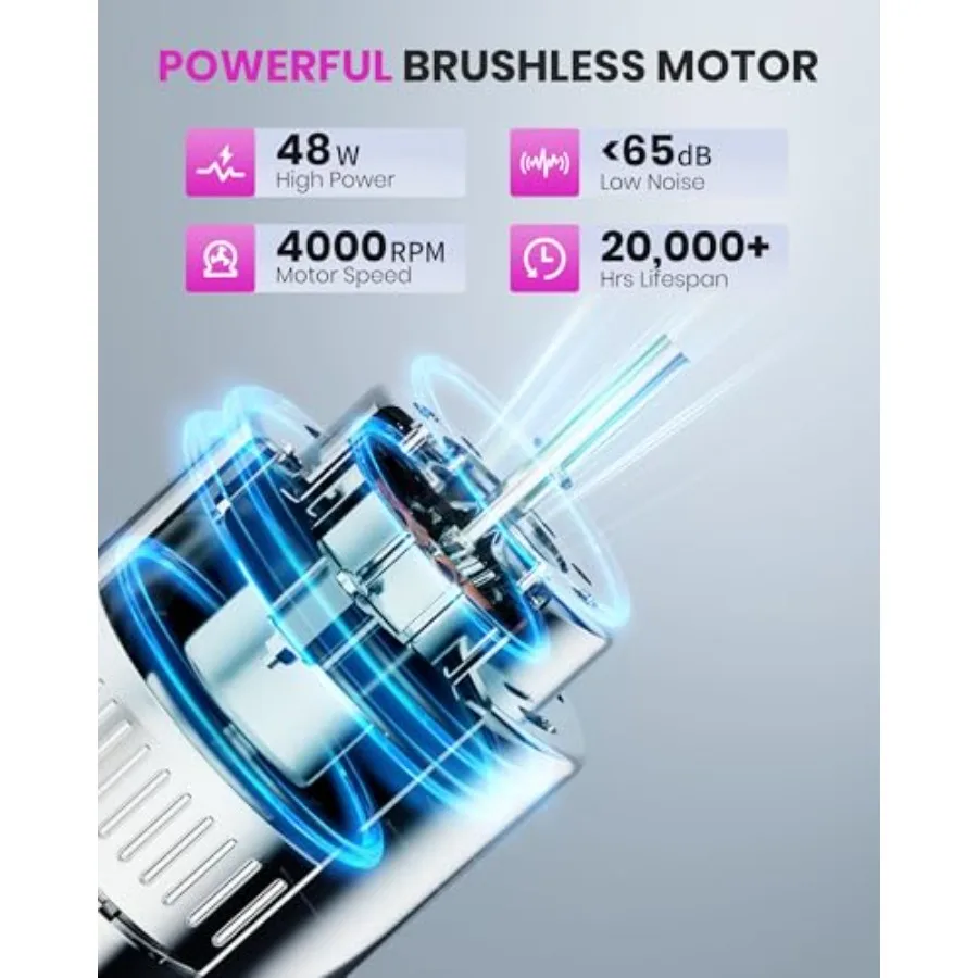 Collettore di polveri per unghie Potente collettore di polveri con aspirazione con filo per Nail Tech con 10 livelli di velocità Collettore di polveri per ventola per unghie a basso rumore