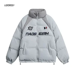 LOERSS-Chaqueta Bomber bordada para hombre y mujer, acolchada en contraste, gruesa, cálida, Parka versátil, informal, Unisex, abrigo para pareja, Invierno