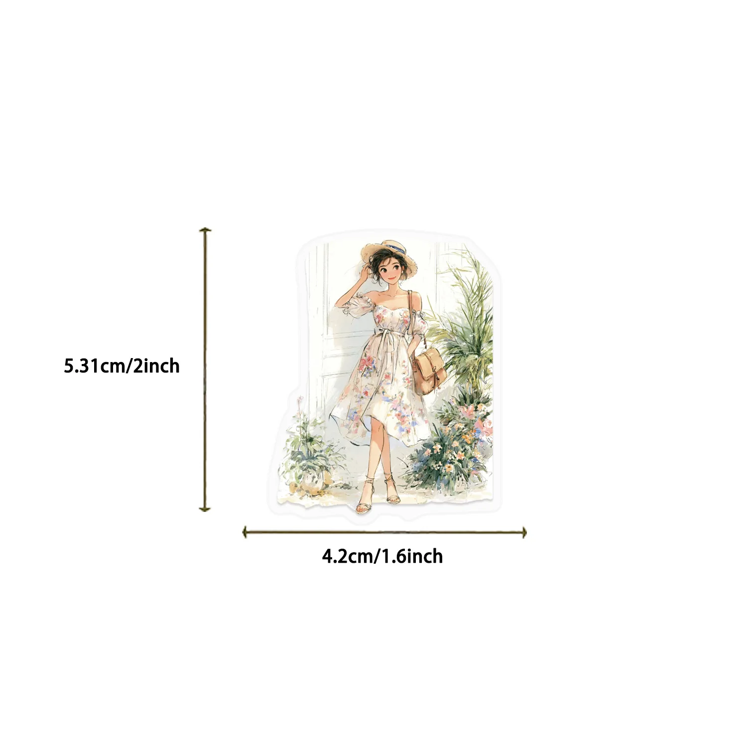 50 Pcs Cartoon Vacation Time Stickers Transparent PET Waterproof Journal Supplies for Guitar Notebook Laptop Gift