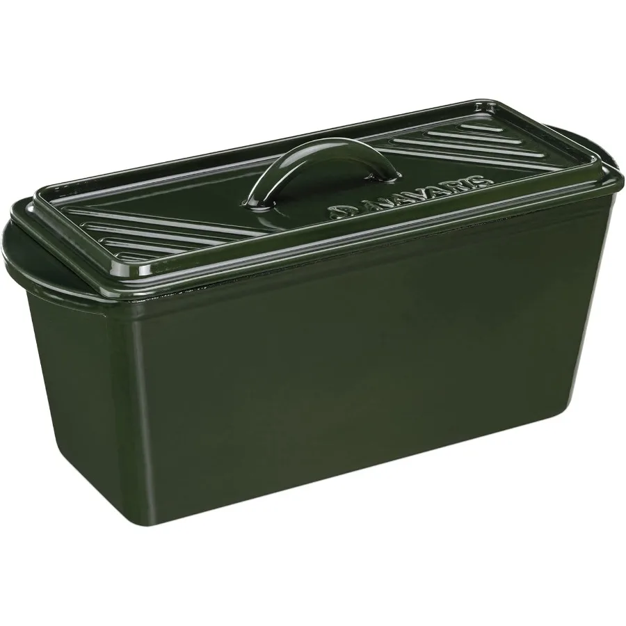 Sartén para pan con tapa, plato para hornear pan de hierro fundido para pan con parte superior para bulto o parte superior plana, carne, verduras, pan de carne, lata para hornear 133 8 "x 51 8