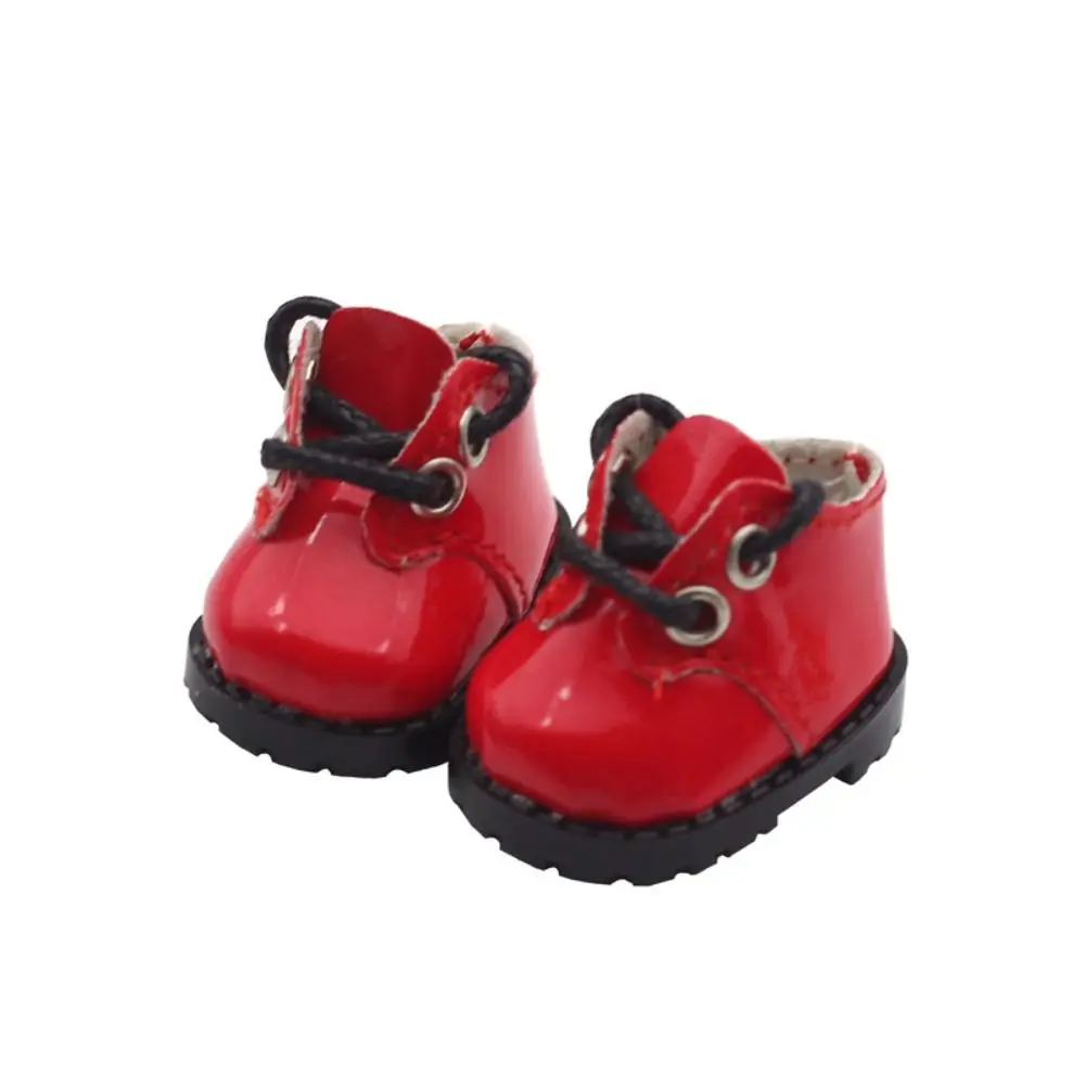 3.8x2.3cm Toy Shoes 10cm Cotton Doll Shoes Toy Shiny Leather Round Toe Leather Shoes Strap Finger Shoes Dolls Accessories