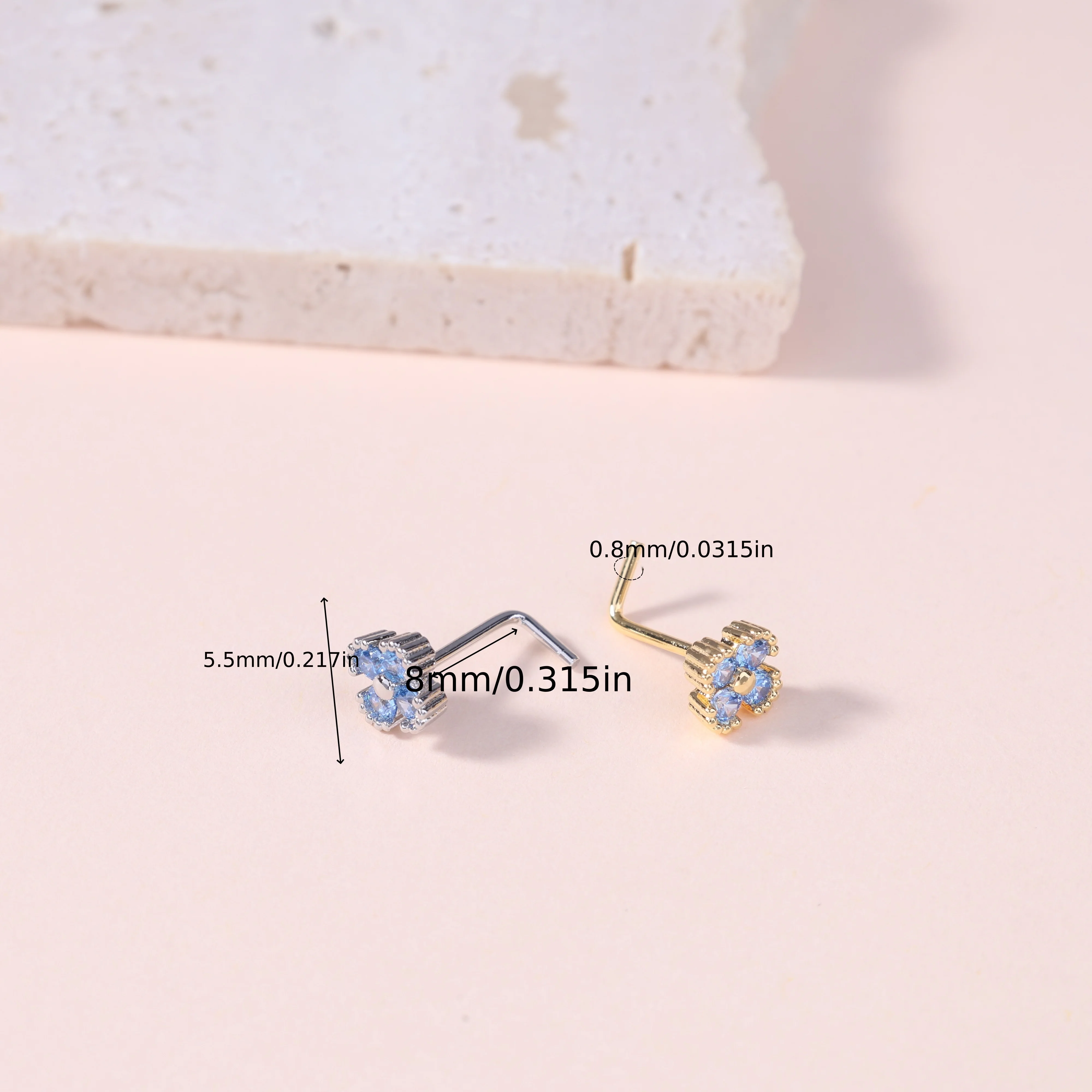 1pcs Nose Rings Stud L Shape Nose Rings Cubic Zirconia Moon Crown Heart Shape Nose Studs Piercing Jewelry for Women Men