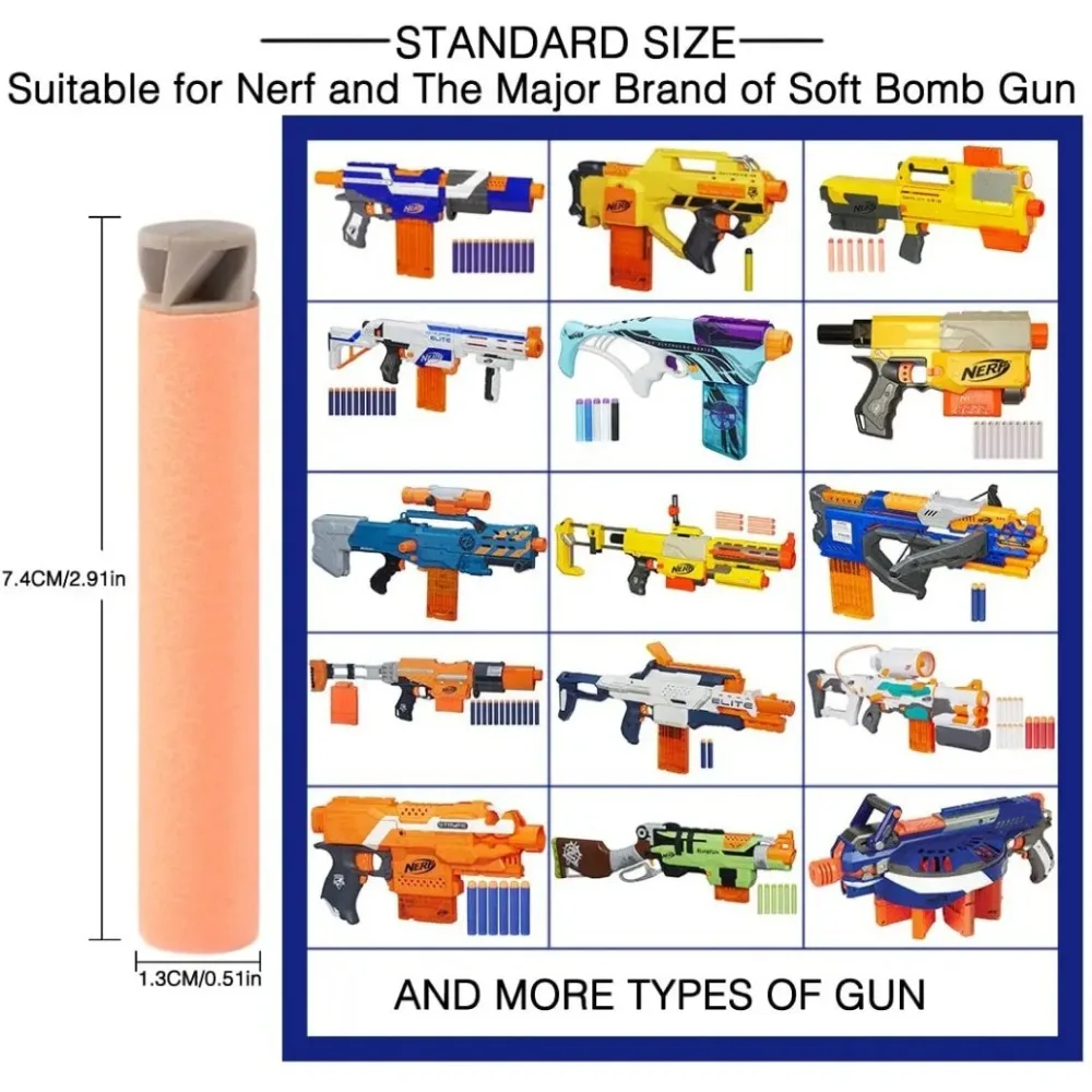 Balas de espuma de cabeza plana para pistolas de juguete, balas suaves de cuerpo naranja y gris, para serie Nerf n-strike Elite, paquete de papel, 500 Uds.