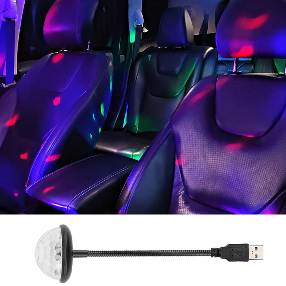 

Dj Lighting Sound Party Auto USB Mini Disco Ball Lights RGB Multi Color Car Atmosphere Room Decorations Lamp Magic Strobe Light