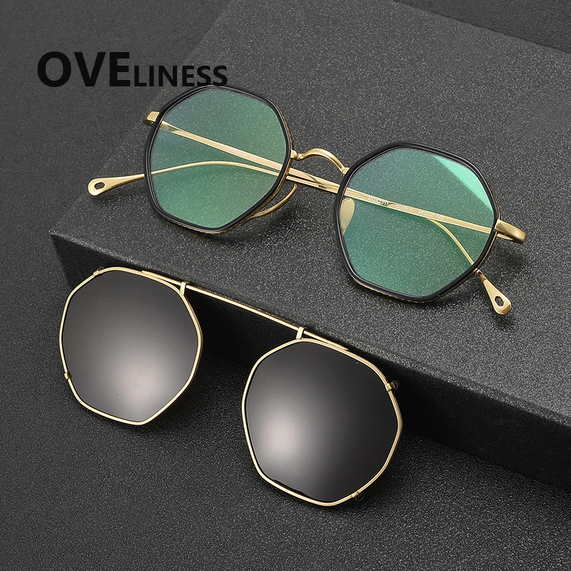 2026 Acetate titanium square Eyeglasses frames men women Polarized Magnet Clip glasses frame sunglasses Eyewear spectacles