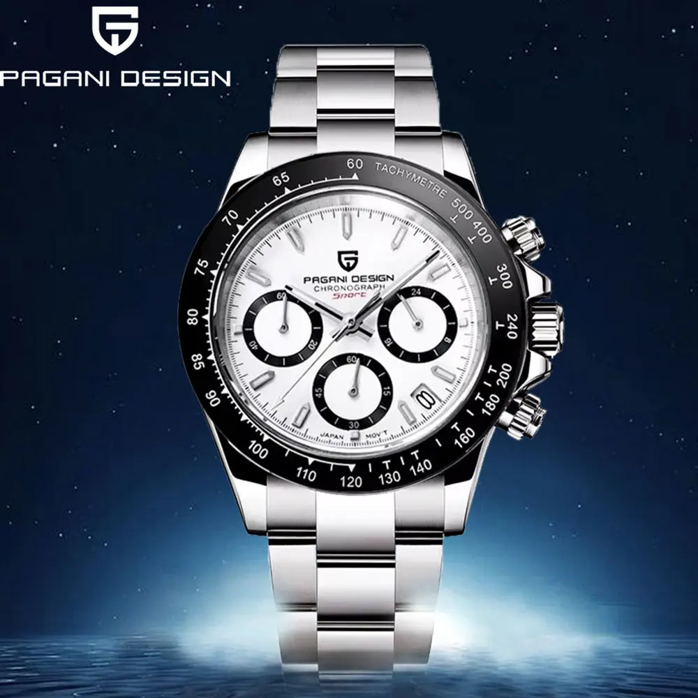 

New 1644 PAGANI DESIGN 40mm Men Watch Multifunction Chronograph Sapphire Glass 100M Waterproof Quartz Watch for Men Reloj Hombre