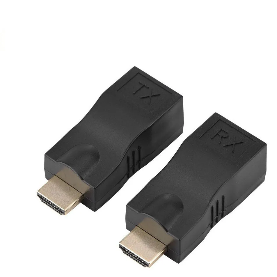 Video Extender HDMI-compatible to RJ45 4K 3D HDTV 1.4 Up to 30M Extension to RJ45 Over Cat 5E/6 Network LAN Ethernet Adapter