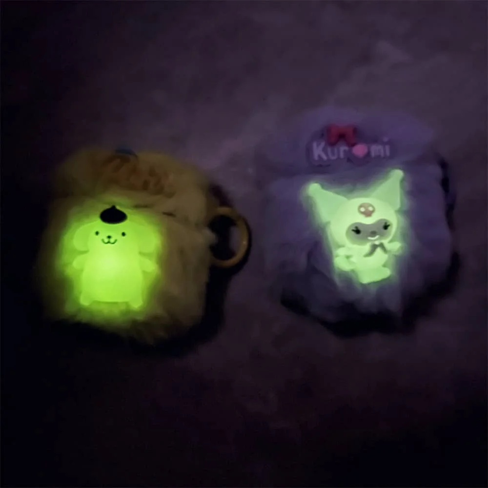 Наушники Аксессуары для AirPods Pro 2rd Симпатичные Мультяшные Sanrio ролевые Kuromi светящиеся наушники для Air Pods 1 2 3 мягкий плюшевый защитный чехол
