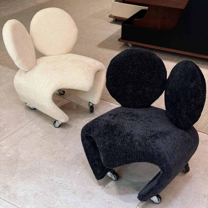 Minimalist Creative Chairs Casual Animal‑Eared Sofa Chair Living Room Caster‑Equipped Ottomans Villa Entryway Home Furniture