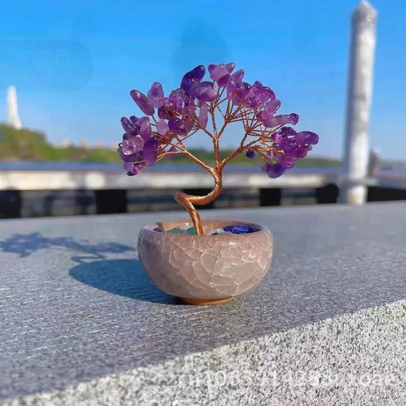 

Cornucopia Tea Cigar Base Crystal Fortune Tree Ornaments Desktop Crystal Life Tree Creative Handmade Crafts