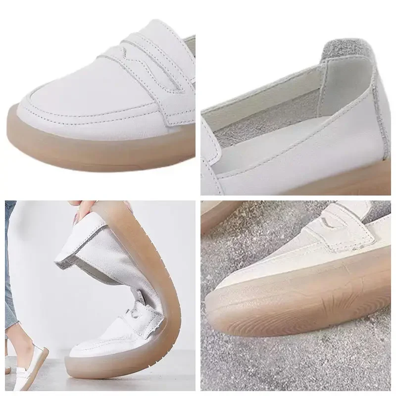 Koznoy 2.5cm Genuine Leather Comfy Oxfords Summer Ladies Soft Soled Moccasin Luxury Shallow Flats Ethnic Woman Elegance Shoes