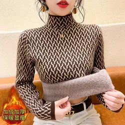 Women Clothing Fleece Warm Thick Sweaters Slim Elasticity Turtleneck Pullovers Autumn Winter Comfortable Vintage Knitted Tops