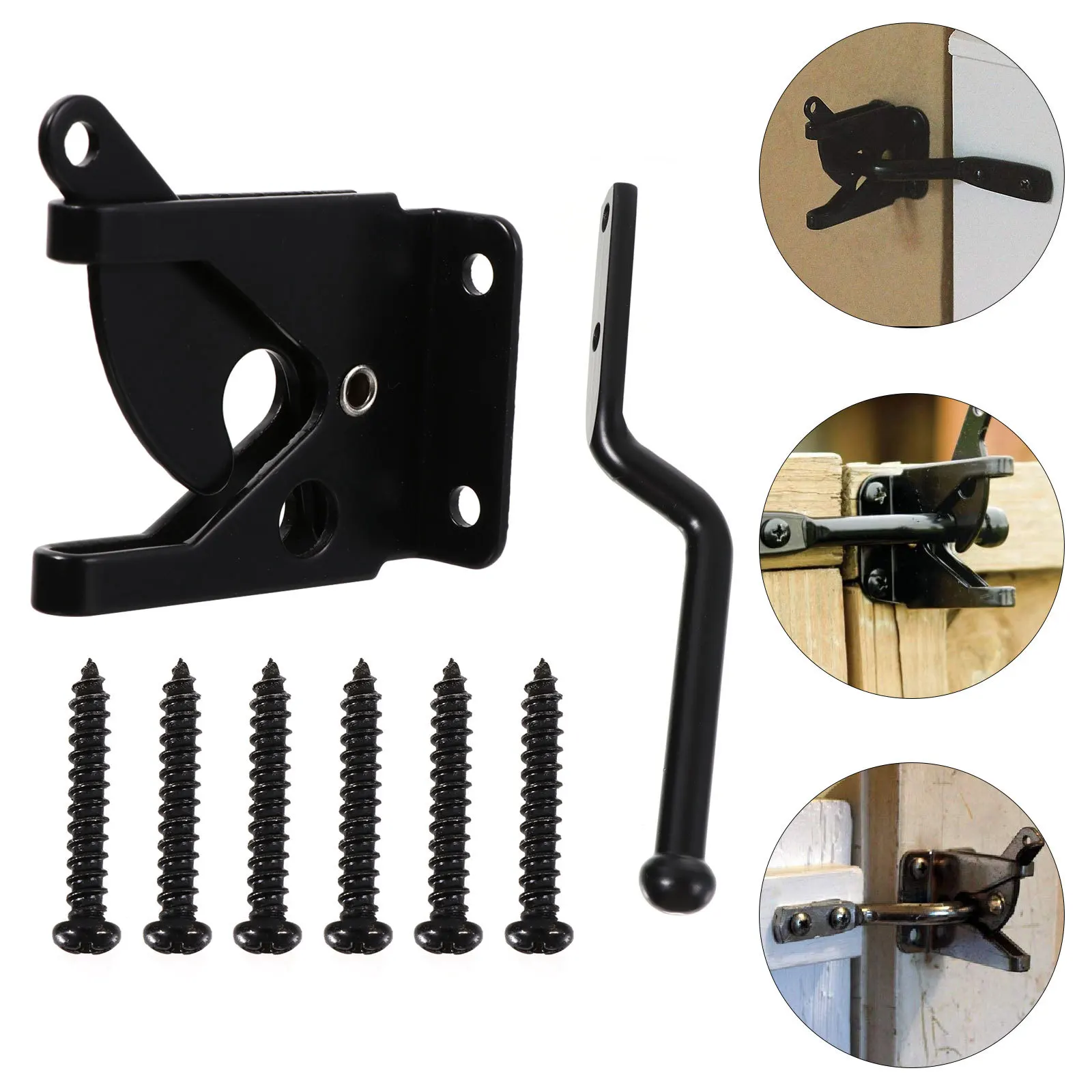 

1 Set Gravity Lever Fence Lock For Wood Metal Gates Self Locking Gate Latch Hardware Accessories Outdoor Side Door Security