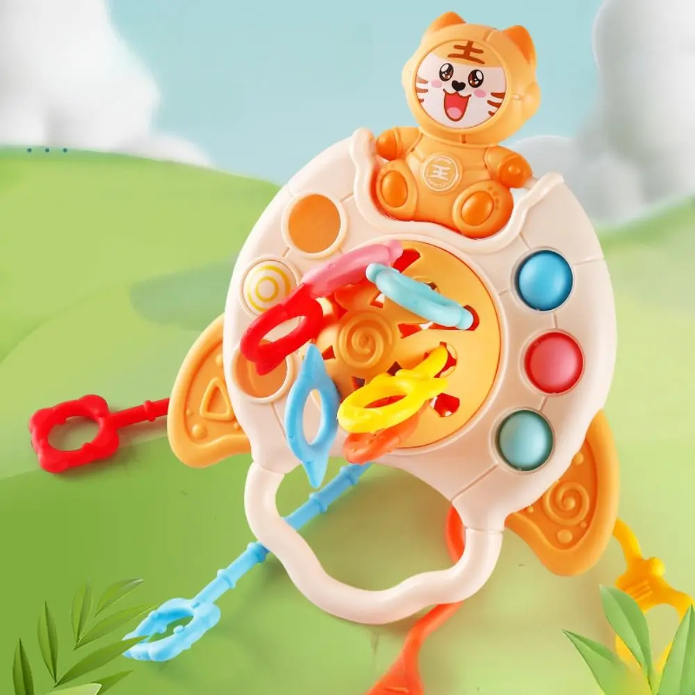 Teething Toy Baby Pull String Toy Tiger Astronaut Montessori Sensory Toys Animal Finger Grasp Training Baby/Toddlers