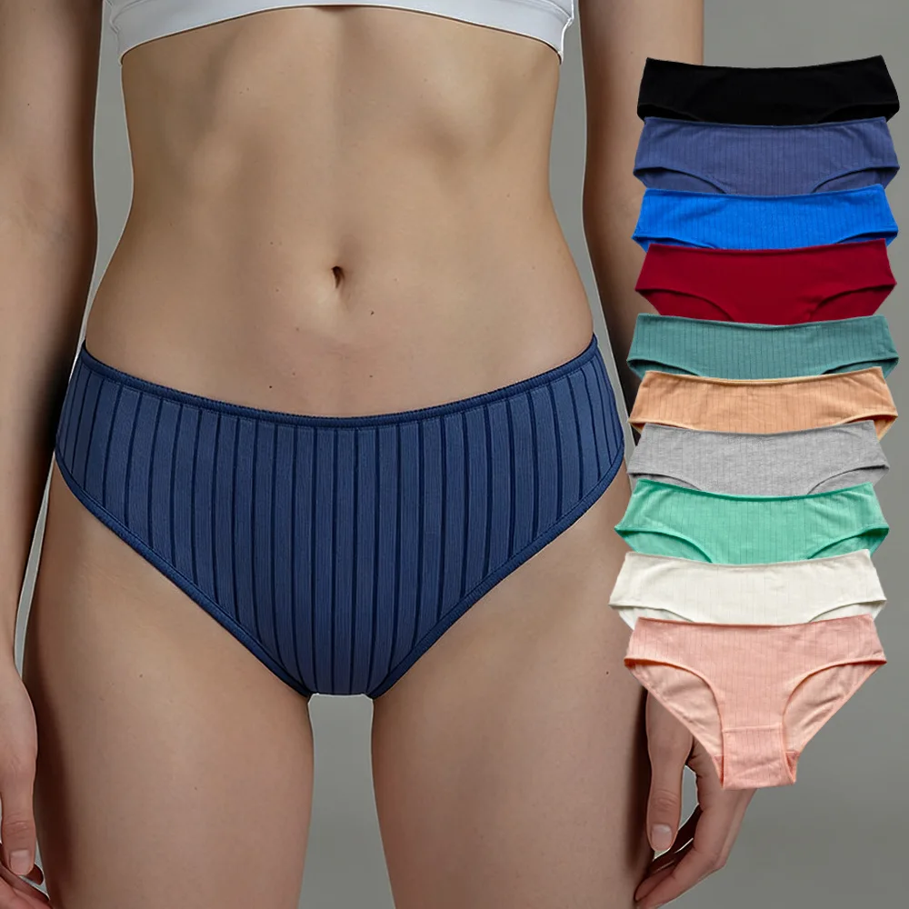 

Хлопковые женские трусики: дышащие, однотонные, с низкой посадкой, эластичные, высококачественные, в полоску, дышащее хлопковое нижнее белье