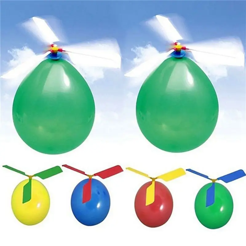 YSUN-20 Set Funny Balloon Helicopter Launcher Balloon Powered Racers Inertial Power Stem For Children's Day Gift