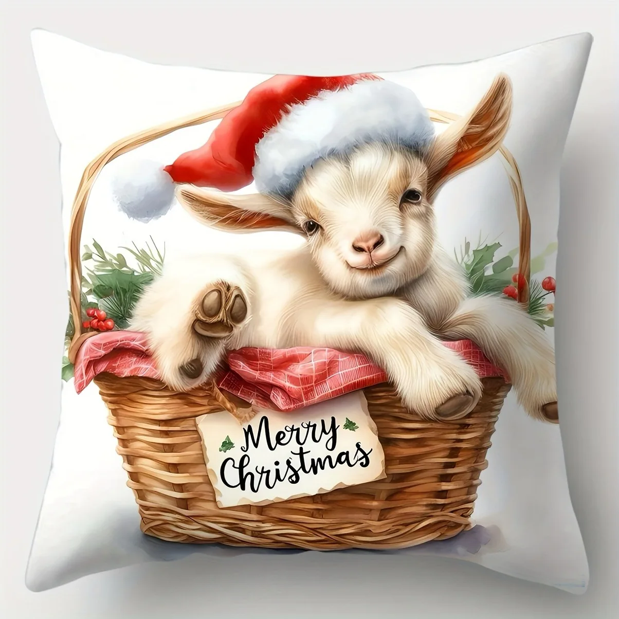 Christmas decoration pillow cover cute lamb pattern printing living room sofa cushion cover home room decoration gift