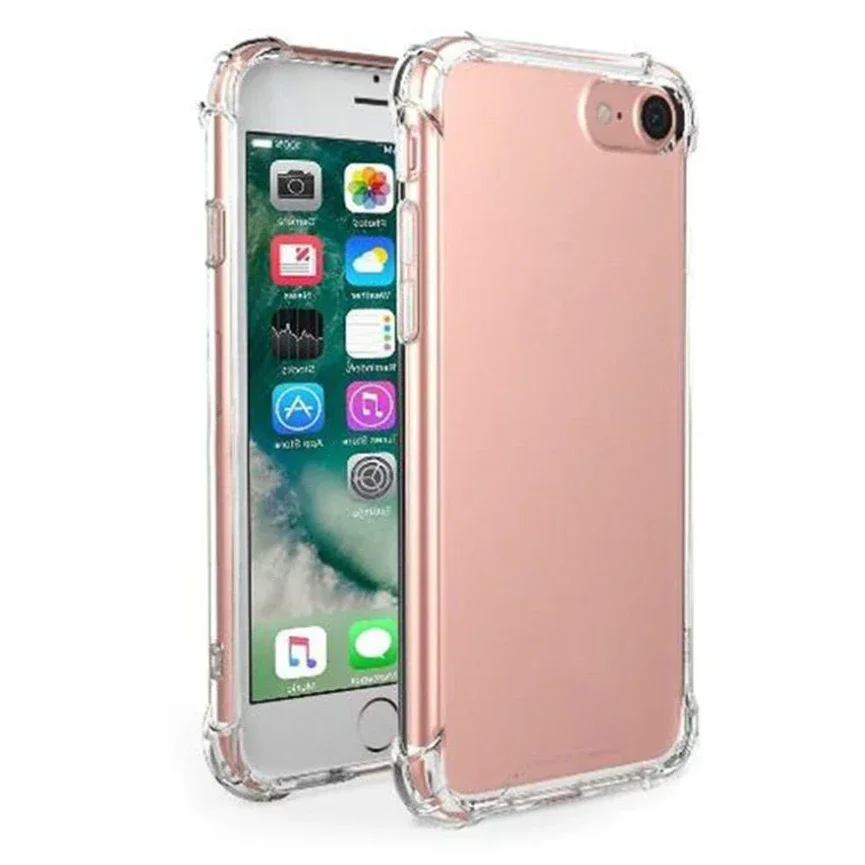 100 stks Transparant Schokbestendig Telefoon Case voor iPhone 16 15 14 13 12 11 Pro Max XR XS X 7 8 Antiklopmiddelen Shell Zachte TPU Back Cover