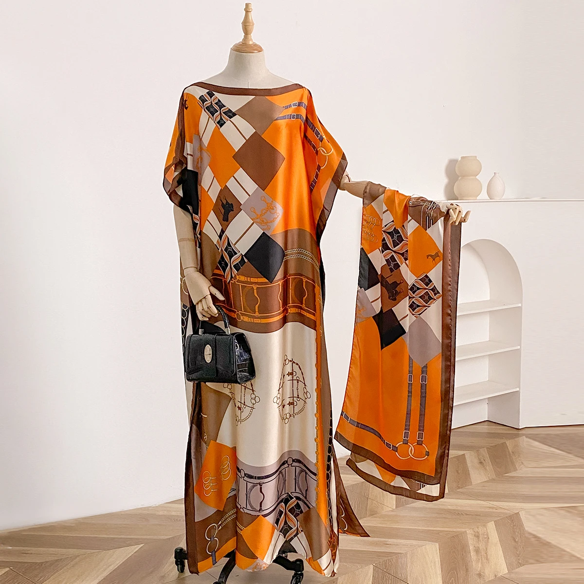 فساتين أفريقية عصرية جديدة للشاطئ للصيف للنساء أنيقة مطبوعة للسيدات المسلمات فستان طويل حجاب قفطان عباية كويت كبيرة الحجم #2