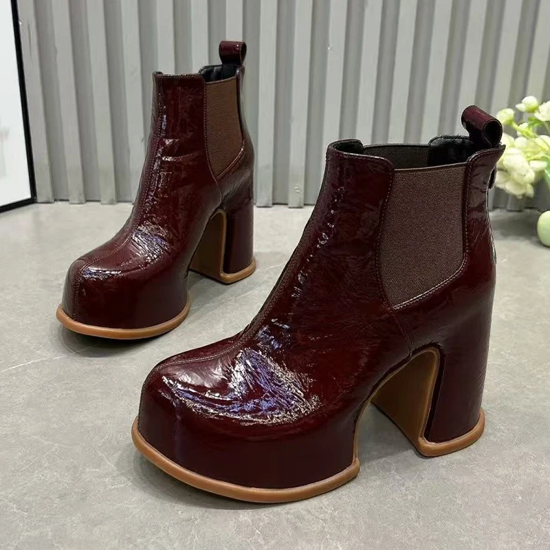 2026 New High Heels Women's Boots Fashion Chunky Luxury Shoes Designer Winter Ankle Boots Trend Dress Pumps Femme Chelsea Botas