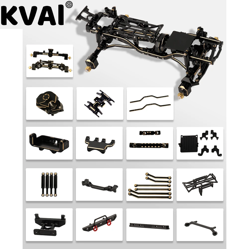 1:24 90081 Assembled Black Brass Aluminum Car Chassis Frame with Bumpers for Axial SCX24 1/24 RC Crawler Car New Upgrade Parts