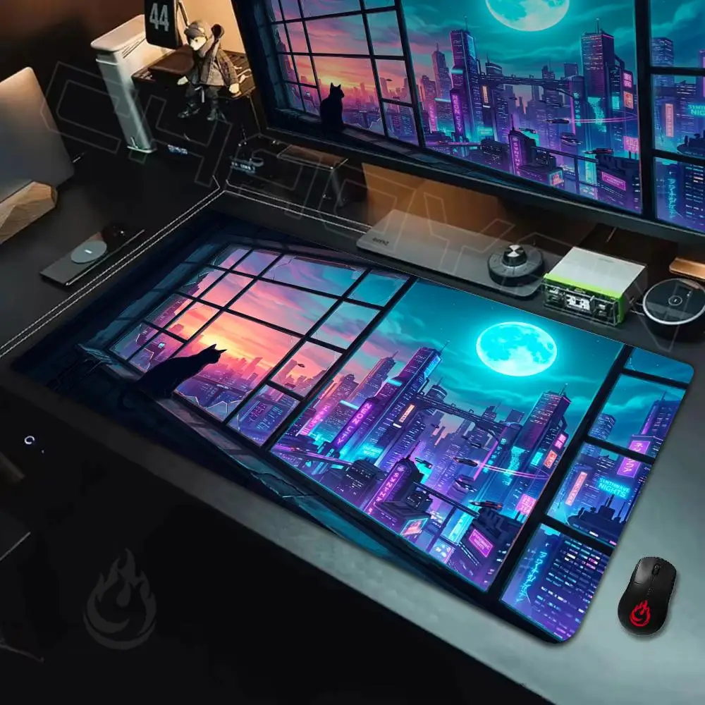 Sunset and Moonlit Night Mouse Pad Desk Mat Large Computer Office Carpet xxl mousepad Gamer gaming pc accessories Keyboard Rug