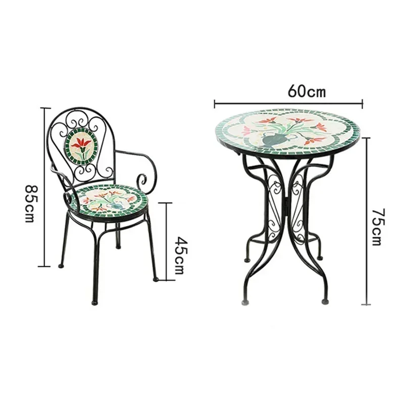 Garden Furniture 60cm, American Rural Iron Art Folding Table and Chairs, Retro Luxury Outdoor Patio Set, Garden Set