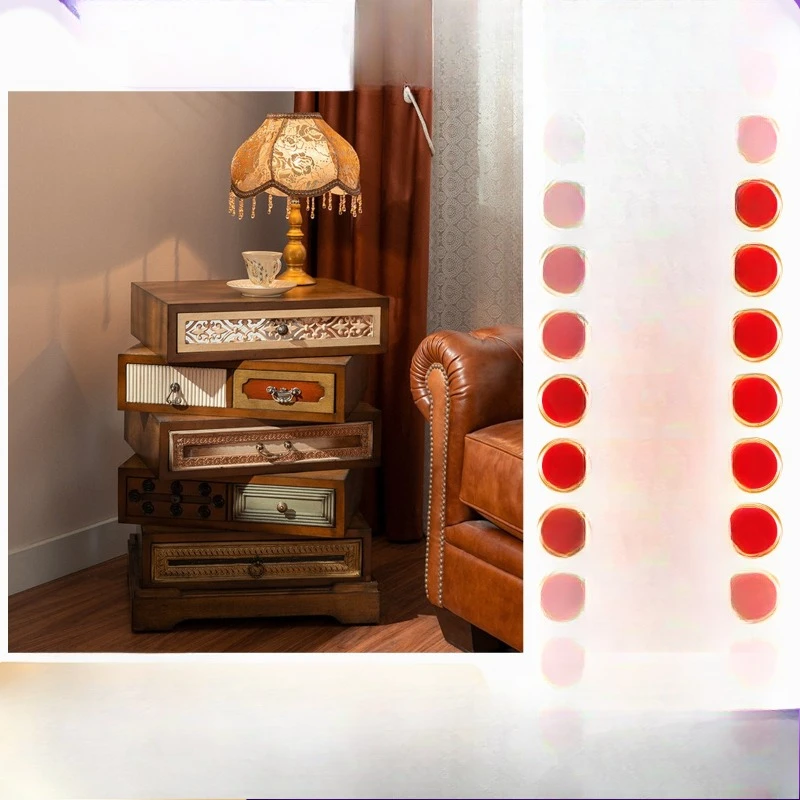 American retro rotating bedside table, medieval designer small side cabinet