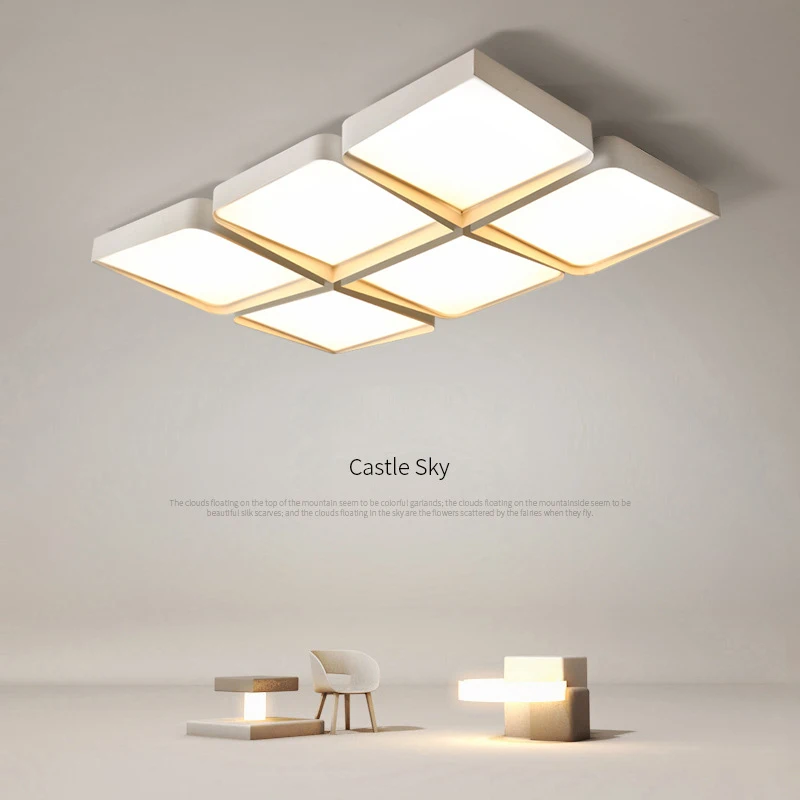 

Modern Minimalist Living Room Ceiling Lights Atmospheric Geometric Rectangular Dining Chandeliers Nordic Home Bedroom Led Light