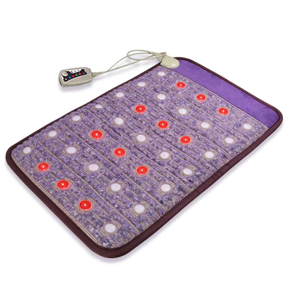 51*80CM Amethyst Massage Mat With Heating Pad & Infrared Heating Pads Has Negative Ion Tourmaline  Hot Stone promotes Therapy