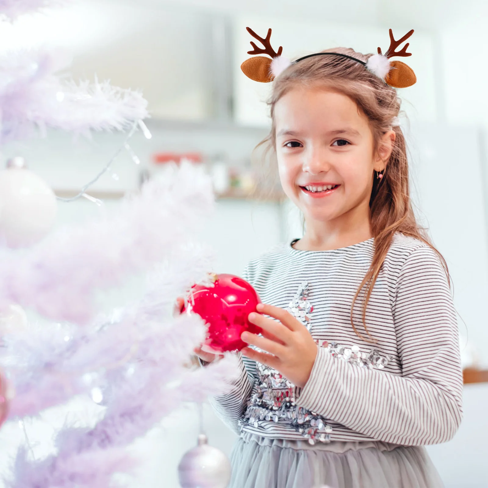 

2 шт. Большие обручи для волос в виде оленьих рожков для рождественской вечеринки, для девочек, декор из смолы с флокированием, реквизит для фотосессий, аксессуар для волос для вечеринок
