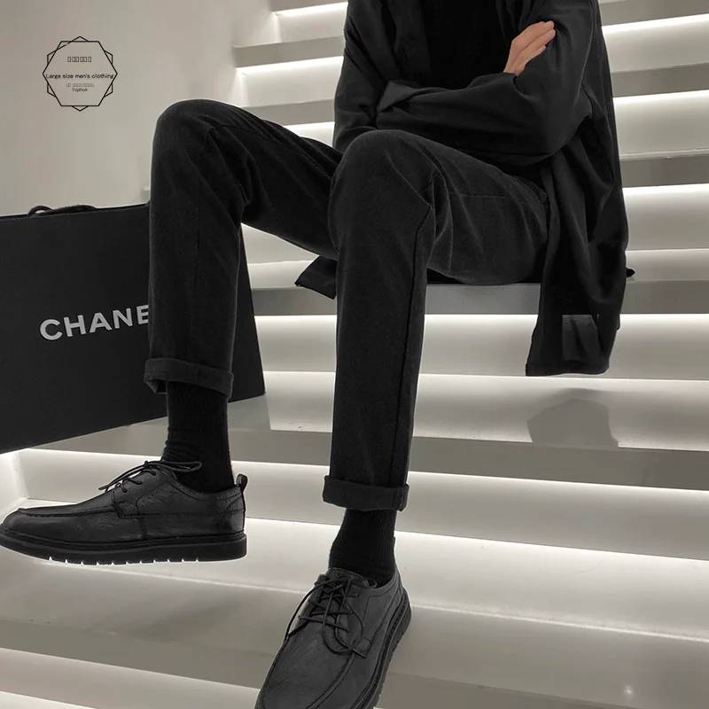 

Thiened Fce Men's Straight Leg Pants Winter Faion Brand Trousers to Match Boots Slim Fit Suit Pants