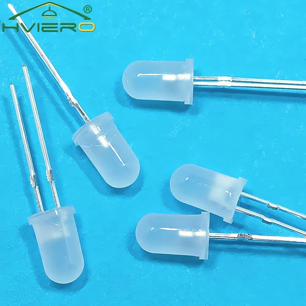 1000Pcs 5mm Round Diffused White Red Green Blue Yellow Warm White Lightemitting Diode 2pin LED 6000~6500K Bulb Light Diodes Lamp