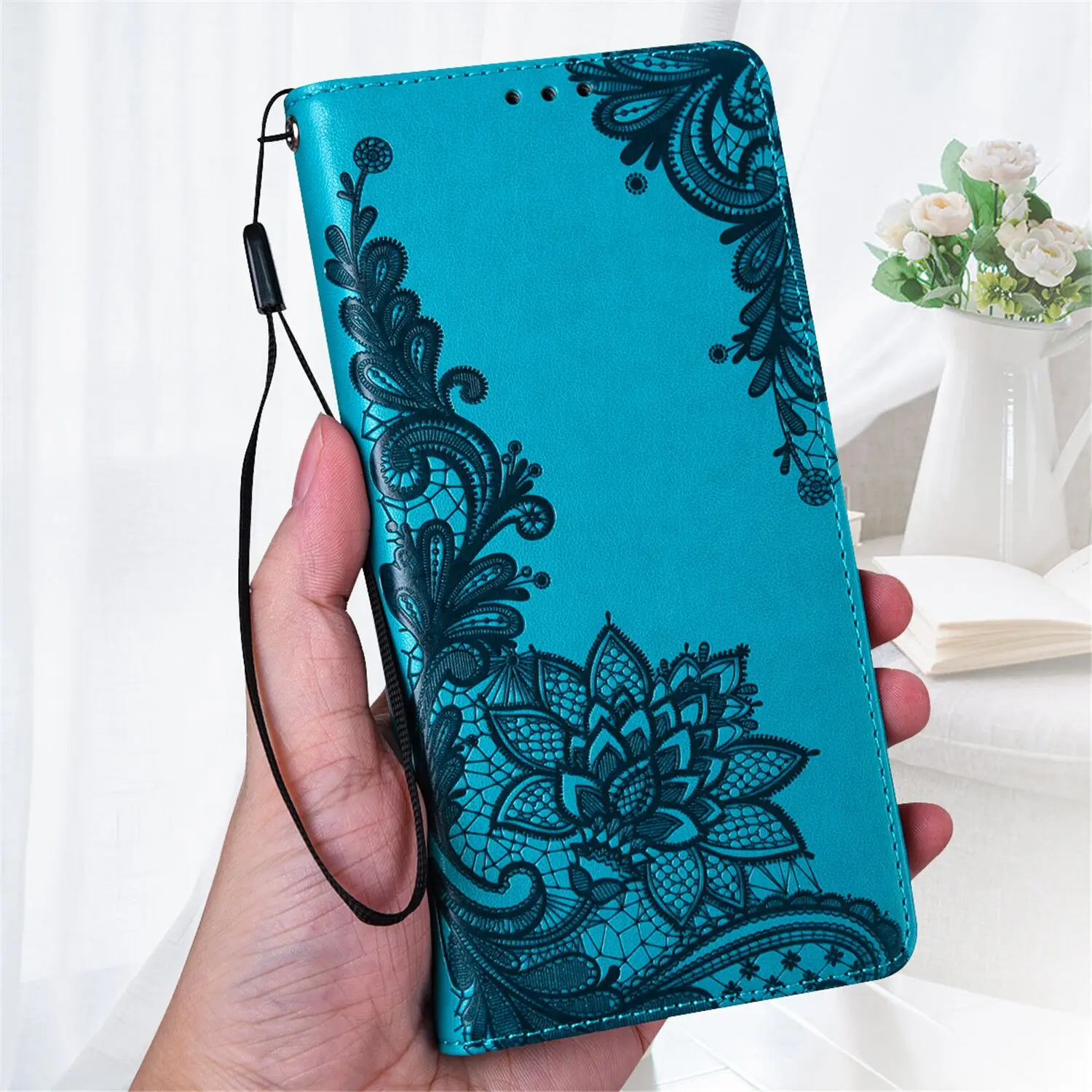 Luxury Lace Emboss Flip Phone Case For Samsung Galaxy A15 A25 A35 A55 A05 A05S A14 A24 A34 A54 5G Leather Wallet Bracket Cover