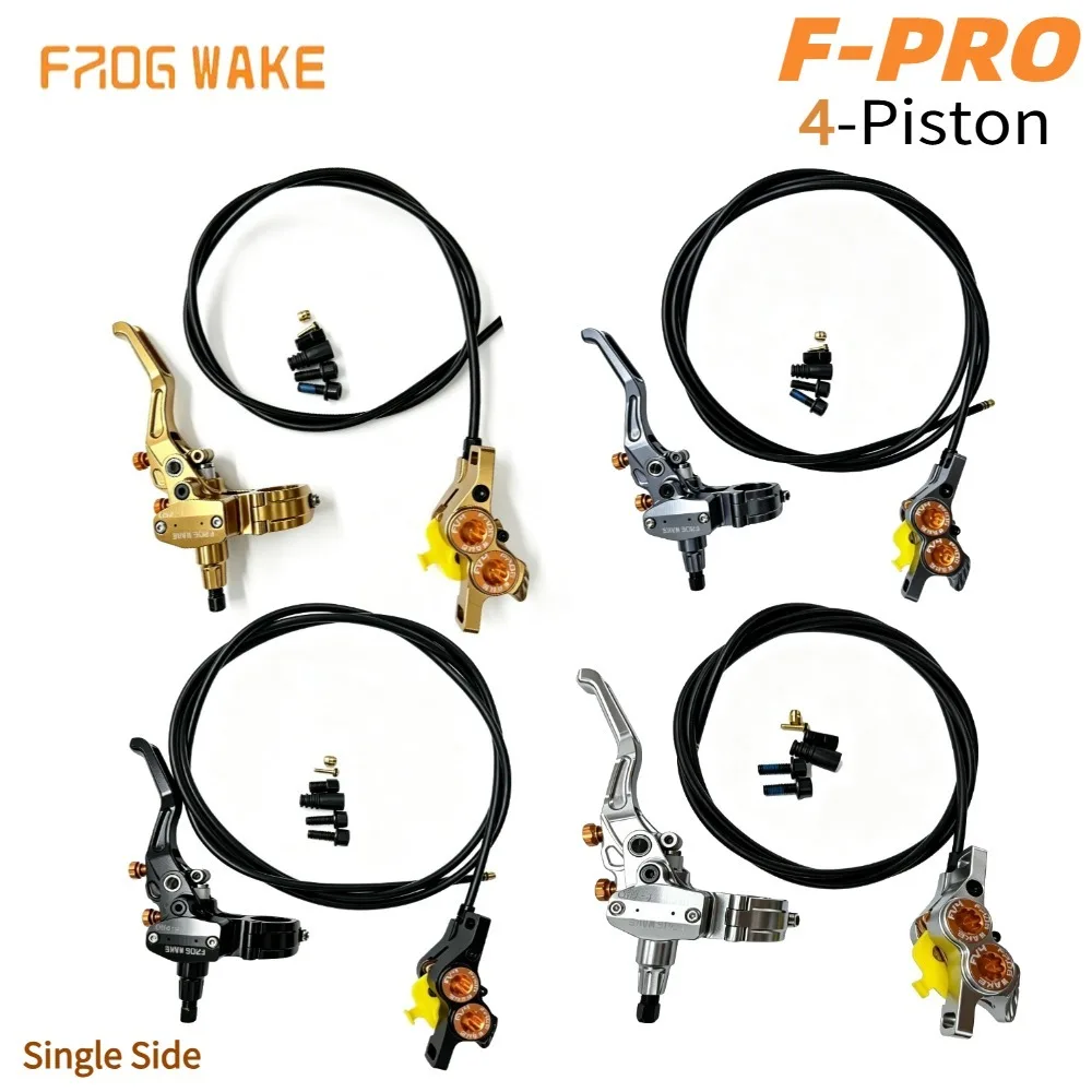 FROG WAKE F-PRO 4-Piston Single-sided Hydraulic Disc Brake Set, Split Front & Rear MTB Oil Brake, 950/1650mm Hydraulic Hose