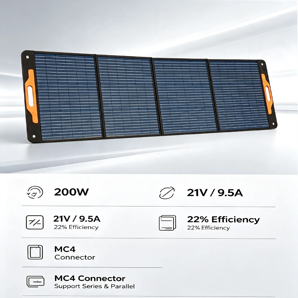 OSCAL PM200  200W Foldable Solar Panel High Efficiency Waterproof Portable Solar Charger Support Series Parallel for Outdoor Power Station Camping Emergency Power