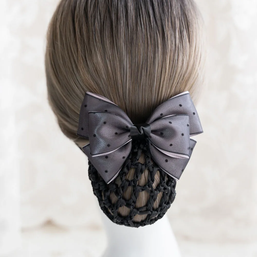 New Hair Net Barrette For Flight Attendant Office Dance Ribbon Bow Hair Clip for Women Hairgrips Headwear Hair Bun Net Snood