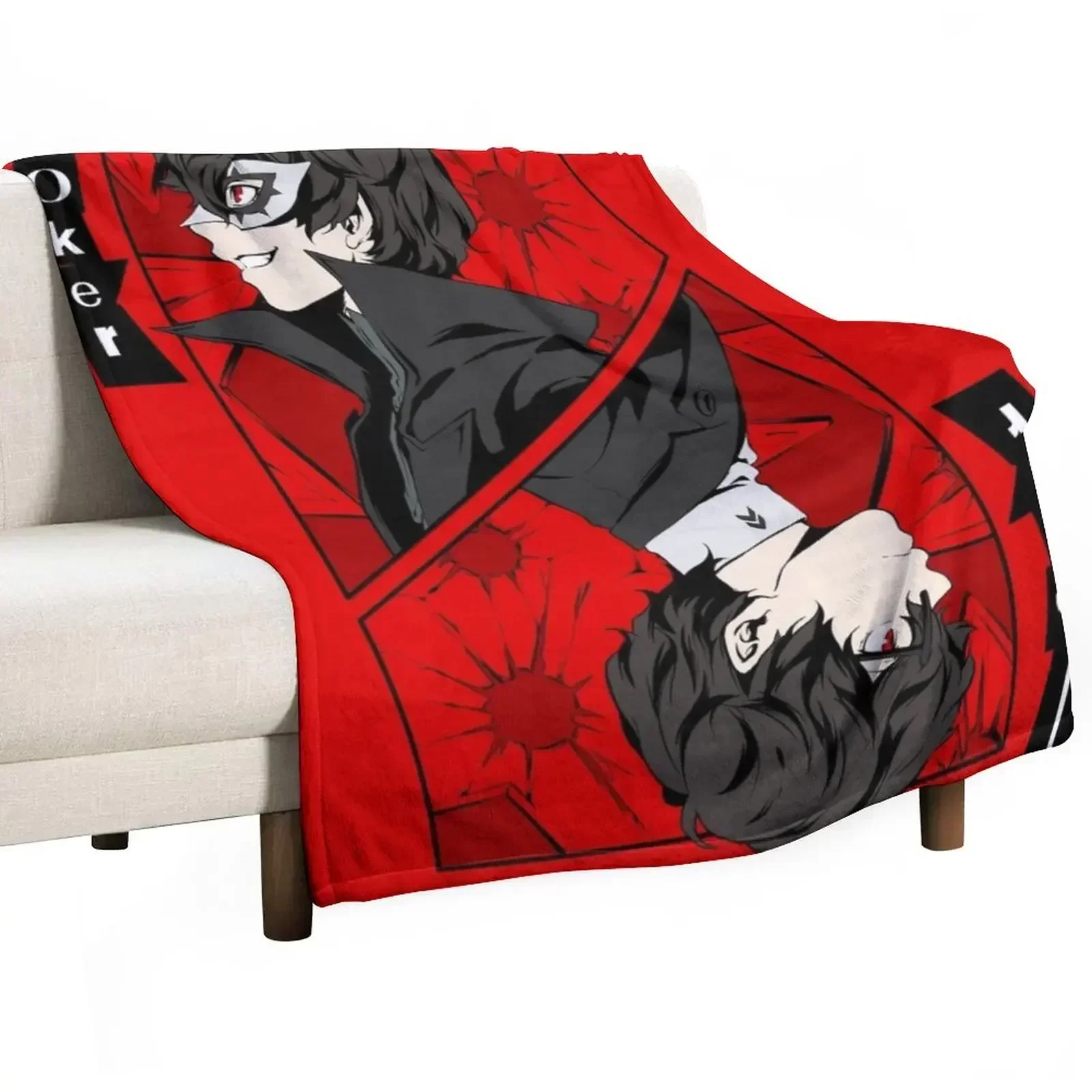 Persona 5 Joker Card Throw Blanket Hairy Multi-Purpose Thin For Decorative Sofa Blankets