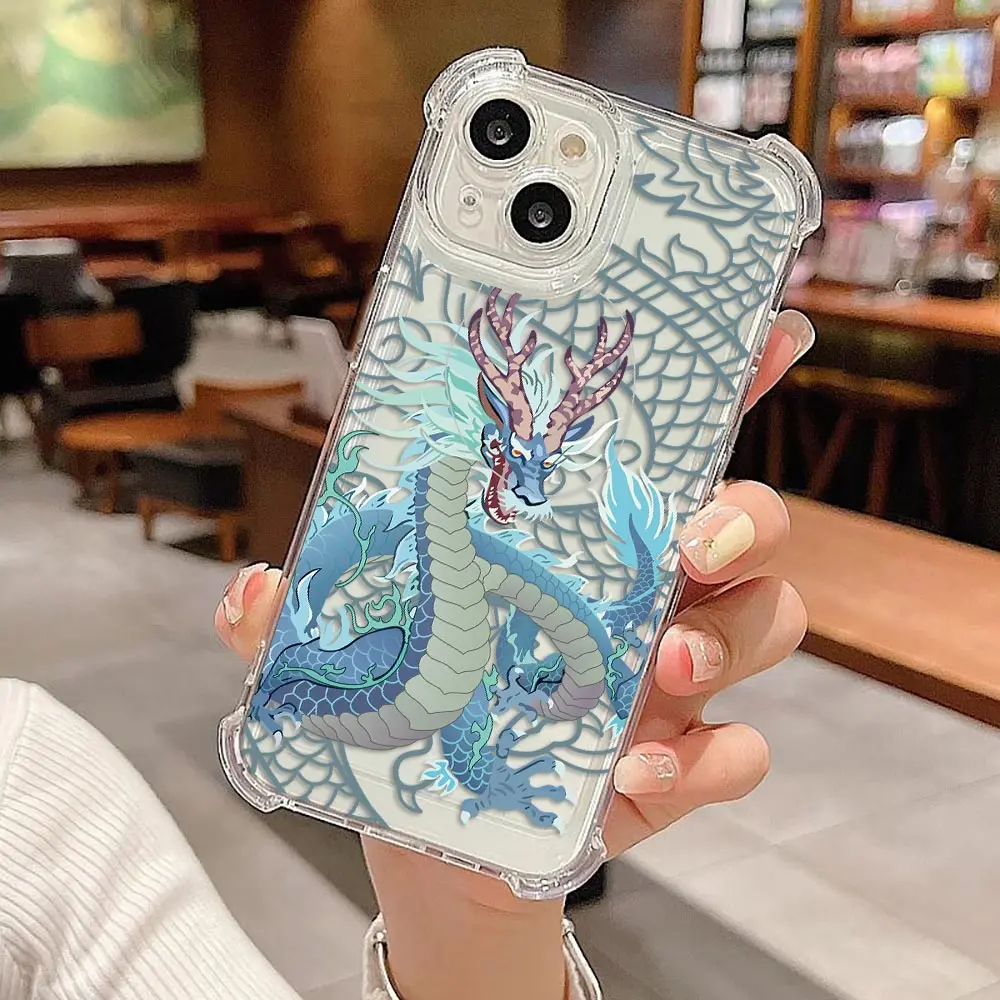 Clear Phone Case For MOTO G06 G20 G24 G30 G40 G52 G56 G60 G72 G77 G82 G86 EDGE 50 60 60S 70 E15 Case Cover Cartoon Dragon Tiger