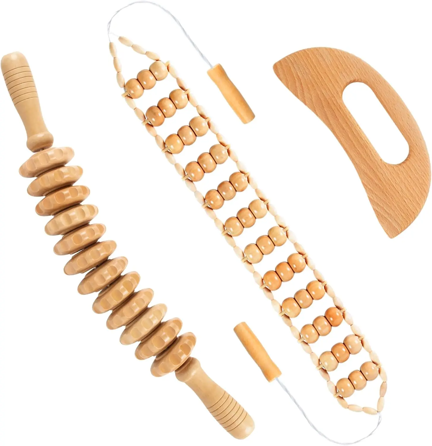 

3 in 1 Wood Therapy Massage Tools Maderoterapia Kit Lymphatic Drainage Massager Gua Sha Wooden Massage Tool Body Sculpting Tools