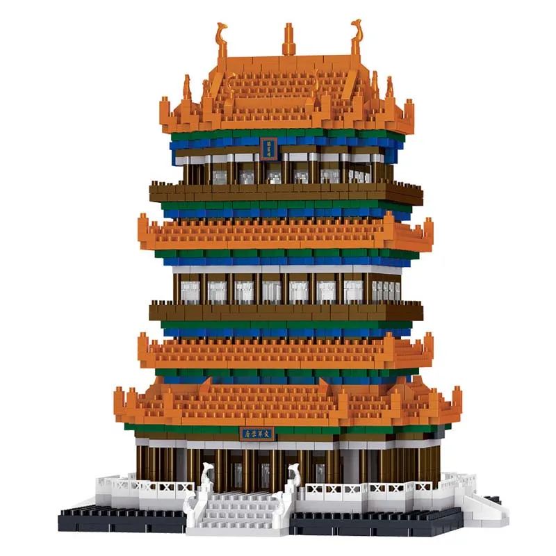 

Diamond Mini Buidling Blocks Architecture Chinese Tower Ancient City House Bricks Toys For Children