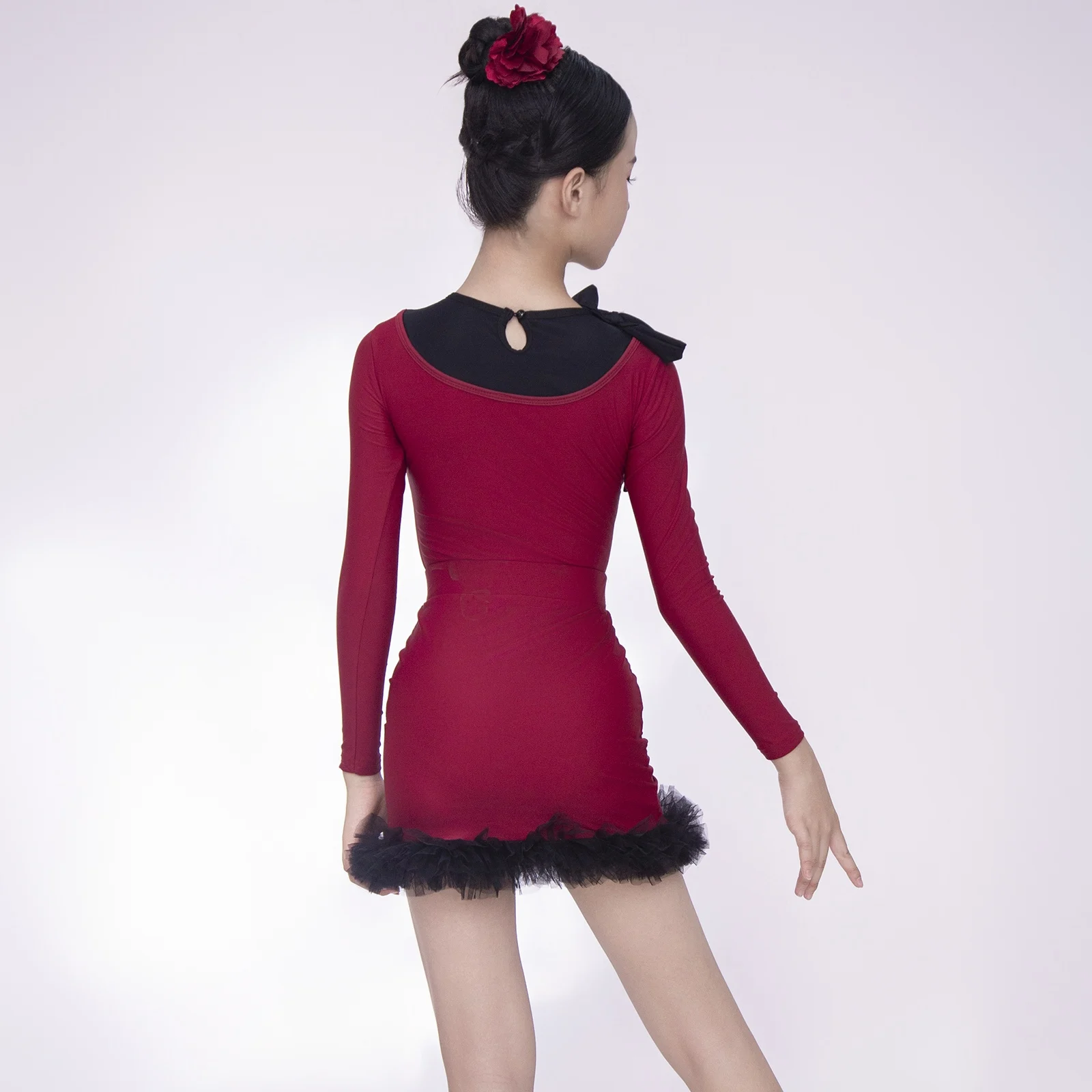 Robe de concours de danse de salon Samba pour enfants, Costumes de danse latine rouge pour filles, vêtements de spectacle de danse latine pour enfants SL13713