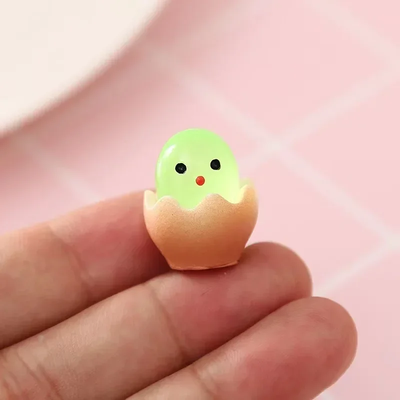 10PCS Luminous Eggs Resin Miniatures Birth Egg Glow At Night Fairy Garden DIY Accessories Mini Figurines Desk Decoration Toys