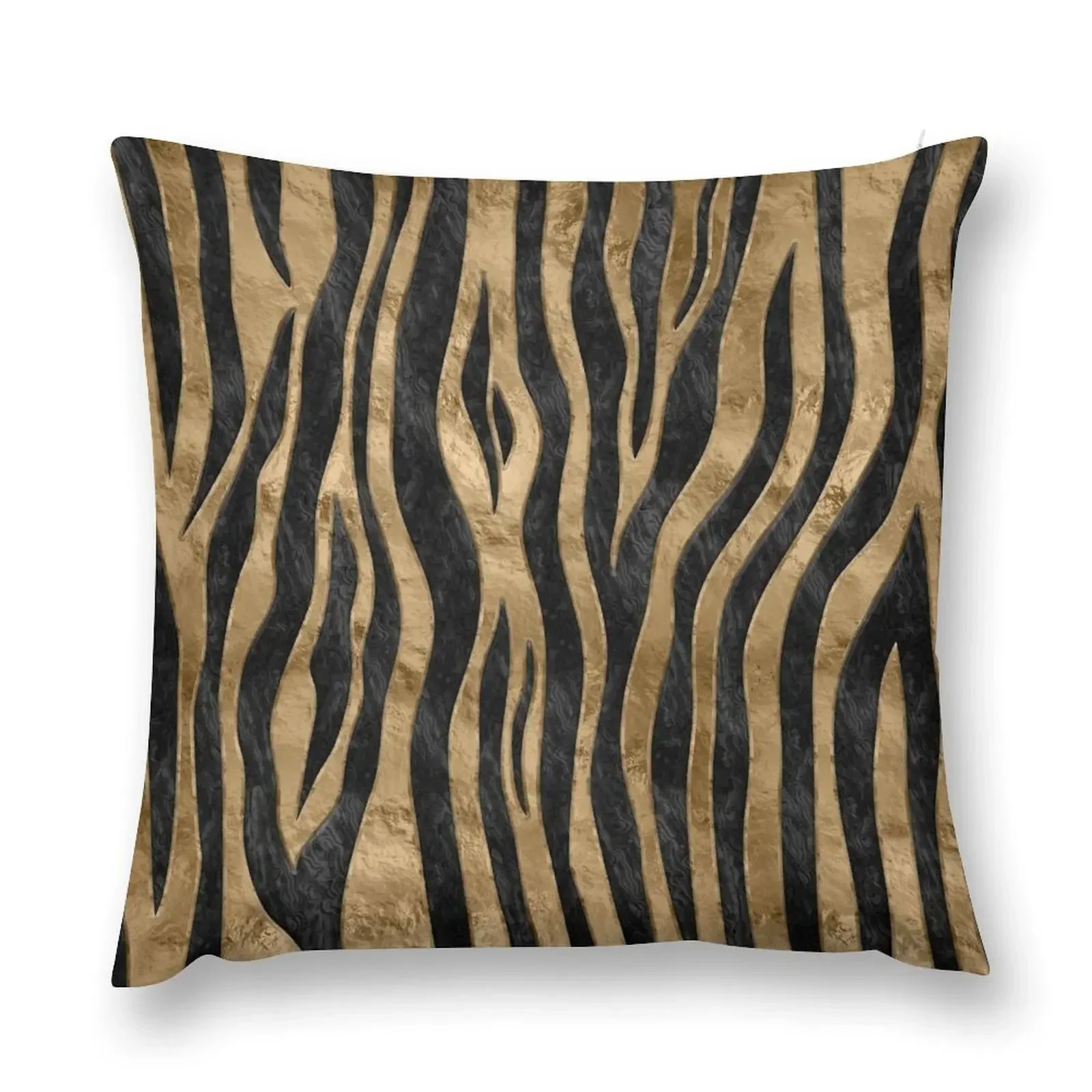 Tiger Faux Fur Texture black abalone and gold Throw Pillow Sofa Cushion Cover Pillowcases Bed Cushions pillow