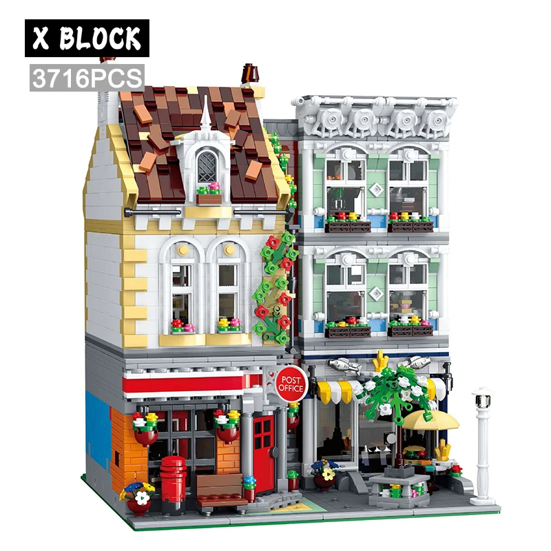 

MOC-22101 Square Post Office Modular City Architecture Building Blocks Bricks Model Street View Sets Kid Toys Boys Holiday Gifts