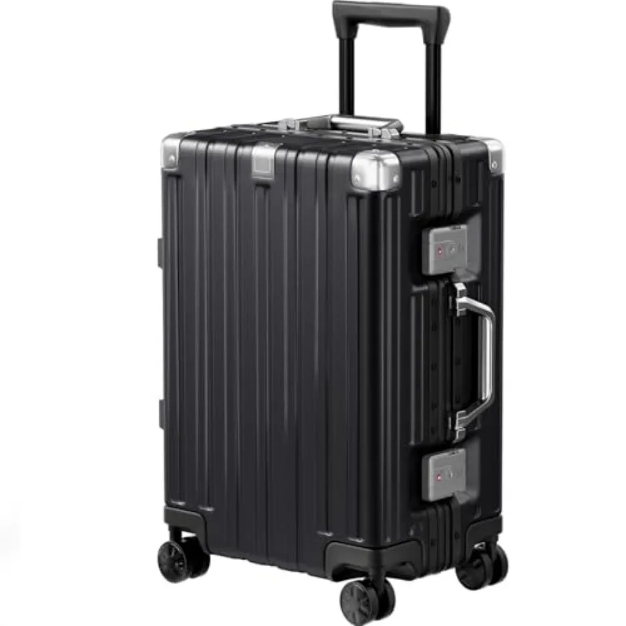 

Carry On Luggage 20 inch Aluminum Frame Luggage with Spinner Wheels Hardshell No Zipper PC+ABS TSA Lock Zipperless Suitcases