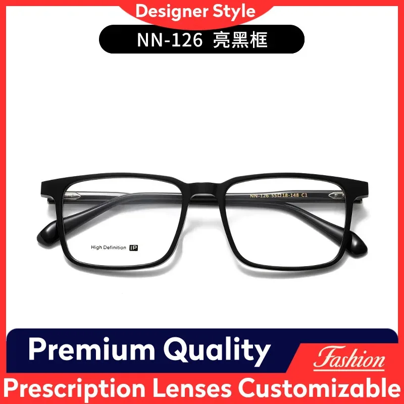 NN126 Glasses Frame Acetate Men Women Fashionable Thin Eyewear Frames Adjustable Nose Pads, Prescription Lenses Supported